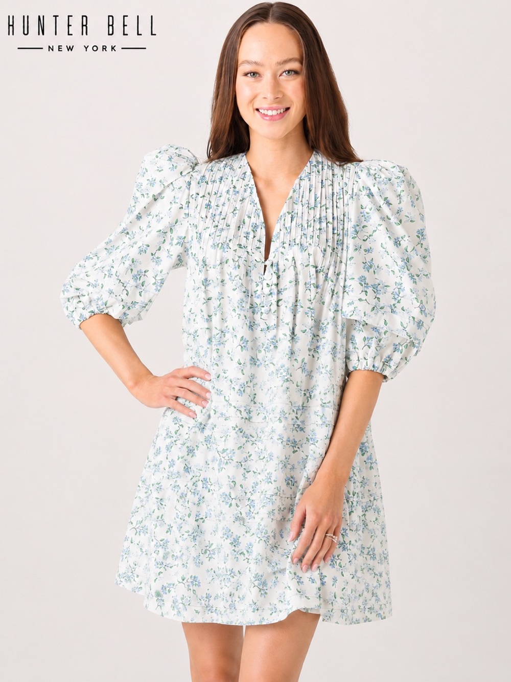 🌸 Hunter Bell New York Floral Mini Dress Puff Sleeve Cottagecore NWOT
